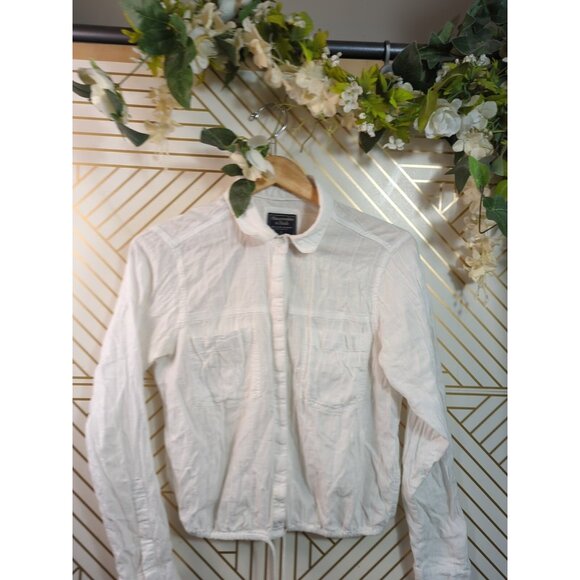 ABERCROMBIE & FITCH Women's White Cotton Sheer Button Up Long Sleeve Size S READ - Picture 2 of 6